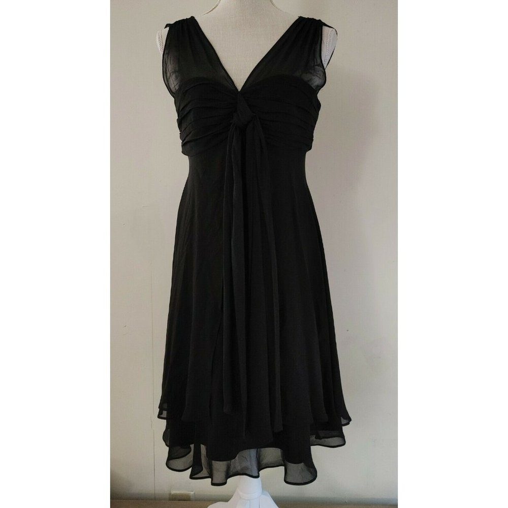Black Cocktail Dress Donna Ricco sz 6 Layered Sheer Chiffon Sleeveless